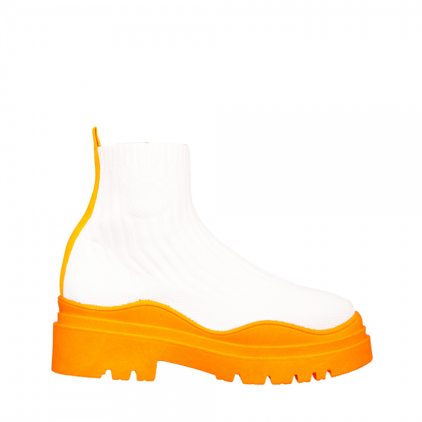 Pantofi sport dama Triza albe cu portocaliu, 2 - Kalapod.net